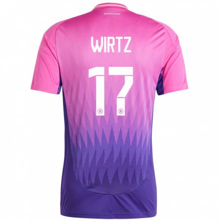 Kandiny Bambino Maglia Germania Florian Wirtz #17 Rosa Viola Kit Gara Away 24-26 Maglietta