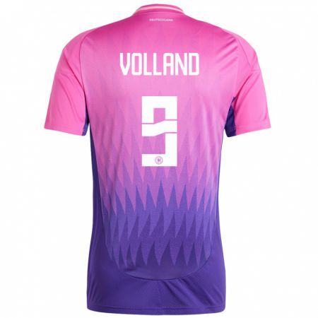 Kandiny Bambino Maglia Germania Kevin Volland #9 Rosa Viola Kit Gara Away 24-26 Maglietta