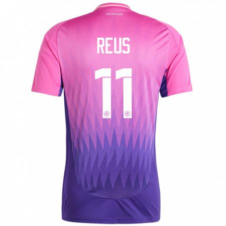 Kandiny Bambino Maglia Germania Marco Reus #11 Rosa Viola Kit Gara Away 24-26 Maglietta