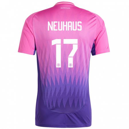 Kandiny Bambino Maglia Germania Florian Neuhaus #17 Rosa Viola Kit Gara Away 24-26 Maglietta