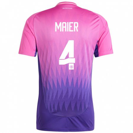 Kandiny Bambino Maglia Germania Leonie Maier #4 Rosa Viola Kit Gara Away 24-26 Maglietta