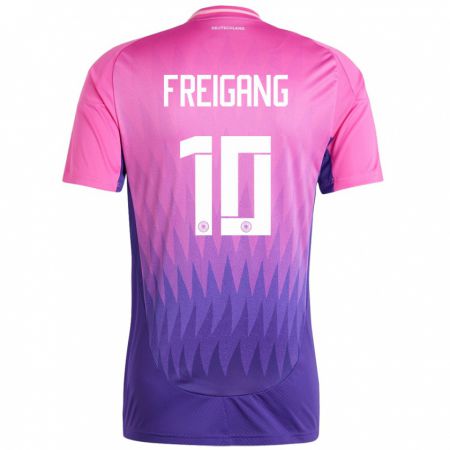 Kandiny Bambino Maglia Germania Laura Freigang #10 Rosa Viola Kit Gara Away 24-26 Maglietta