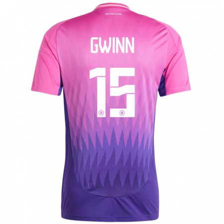 Kandiny Bambino Maglia Germania Giulia Gwinn #15 Rosa Viola Kit Gara Away 24-26 Maglietta