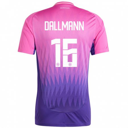 Kandiny Bambino Maglia Germania Linda Dallmann #16 Rosa Viola Kit Gara Away 24-26 Maglietta