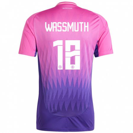 Kandiny Bambino Maglia Germania Tabea Wabmuth #18 Rosa Viola Kit Gara Away 24-26 Maglietta