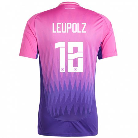 Kandiny Bambino Maglia Germania Melanie Leupolz #18 Rosa Viola Kit Gara Away 24-26 Maglietta