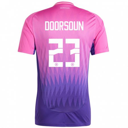 Kandiny Bambino Maglia Germania Sara Doorsoun #23 Rosa Viola Kit Gara Away 24-26 Maglietta