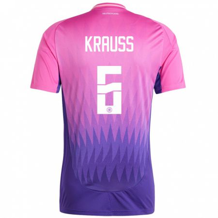 Kandiny Bambino Maglia Germania Tom Kraub #6 Rosa Viola Kit Gara Away 24-26 Maglietta