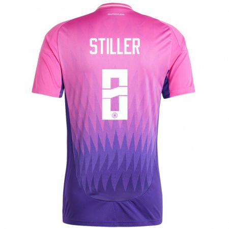 Kandiny Bambino Maglia Germania Angelo Stiller #8 Rosa Viola Kit Gara Away 24-26 Maglietta