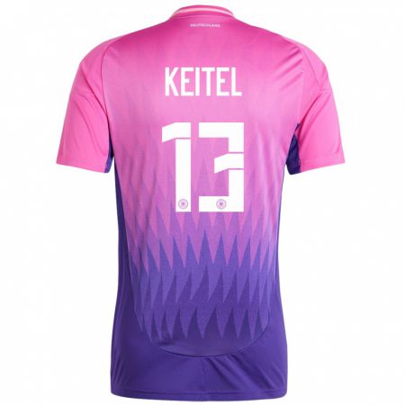 Kandiny Bambino Maglia Germania Yannik Keitel #13 Rosa Viola Kit Gara Away 24-26 Maglietta