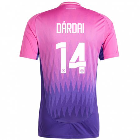 Kandiny Bambino Maglia Germania Marton Dardai #14 Rosa Viola Kit Gara Away 24-26 Maglietta