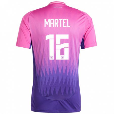 Kandiny Bambino Maglia Germania Eric Martel #16 Rosa Viola Kit Gara Away 24-26 Maglietta