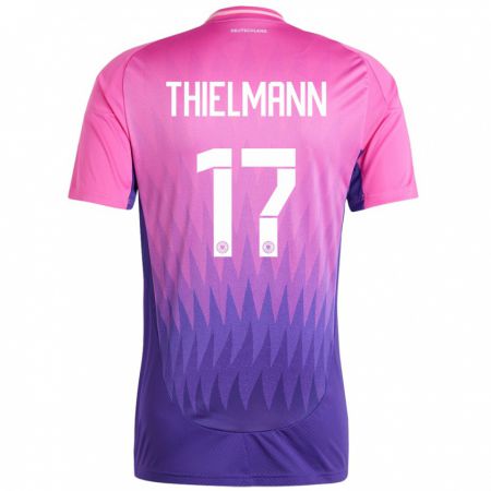 Kandiny Bambino Maglia Germania Jan Thielmann #17 Rosa Viola Kit Gara Away 24-26 Maglietta