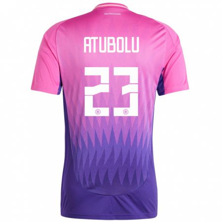 Kandiny Bambino Maglia Germania Noah Atubolu #23 Rosa Viola Kit Gara Away 24-26 Maglietta