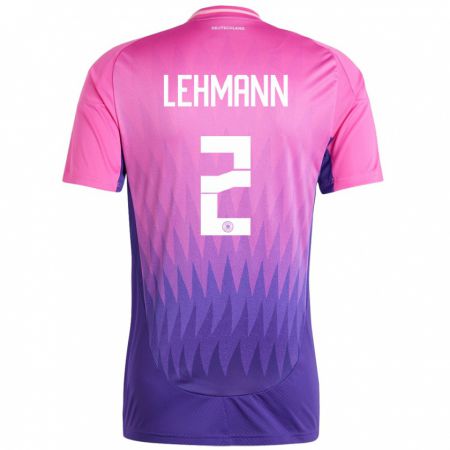 Kandiny Bambino Maglia Germania Paul Lehmann #2 Rosa Viola Kit Gara Away 24-26 Maglietta