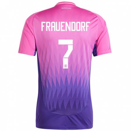 Kandiny Niño Camiseta Alemania Melkamu Frauendorf #7 Rosado Morado 2ª Equipación 24-26 La Camisa