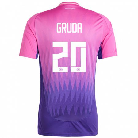 Kandiny Bambino Maglia Germania Brajan Gruda #20 Rosa Viola Kit Gara Away 24-26 Maglietta