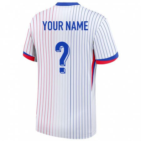 Kandiny Bambino Maglia Francia Il Tuo Nome #0 Bianco Kit Gara Away 24-26 Maglietta