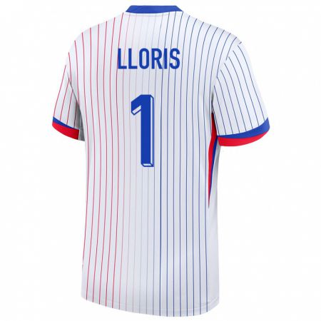 Kandiny Bambino Maglia Francia Hugo Lloris #1 Bianco Kit Gara Away 24-26 Maglietta