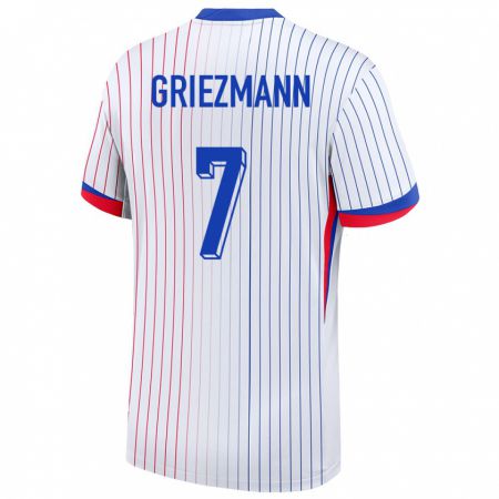 Kandiny Kinderen Frankrijk Antoine Griezmann #7 Wit Uitshirt Uittenue 24-26 T-Shirt België