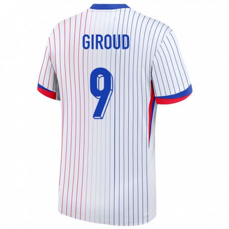 Kandiny Bambino Maglia Francia Olivier Giroud #9 Bianco Kit Gara Away 24-26 Maglietta