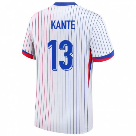 Kandiny Bambino Maglia Francia N Golo Kante #13 Bianco Kit Gara Away 24-26 Maglietta