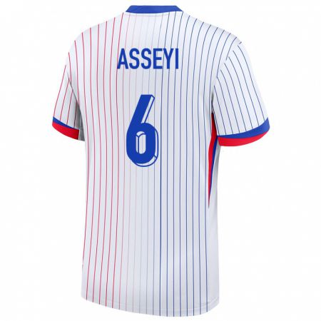 Kandiny Bambino Maglia Francia Viviane Asseyi #6 Bianco Kit Gara Away 24-26 Maglietta