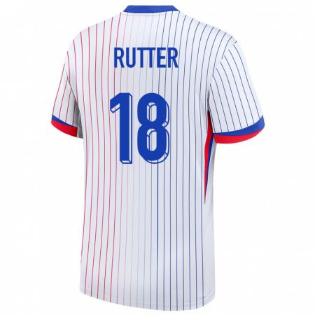 Kandiny Bambino Maglia Francia Georginio Rutter #18 Bianco Kit Gara Away 24-26 Maglietta