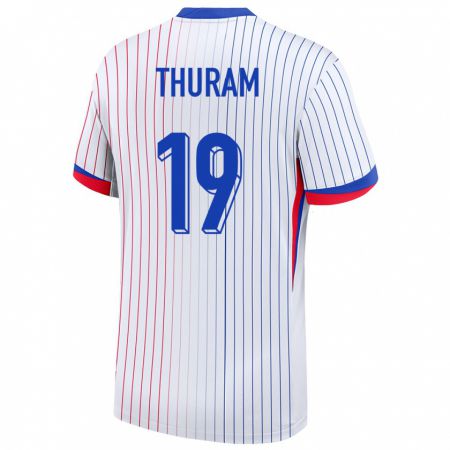 Kandiny Bambino Maglia Francia Khephren Thuram #19 Bianco Kit Gara Away 24-26 Maglietta