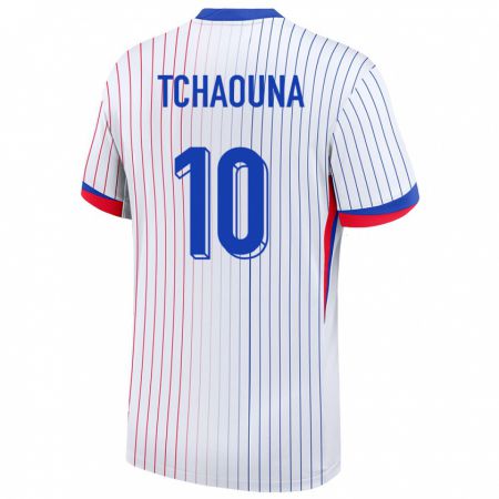 Kandiny Bambino Maglia Francia Loum Tchaouna #10 Bianco Kit Gara Away 24-26 Maglietta