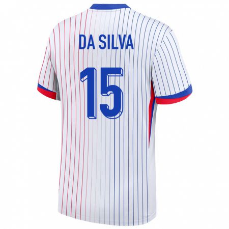 Kandiny Bambino Maglia Francia Florent Da Silva #15 Bianco Kit Gara Away 24-26 Maglietta