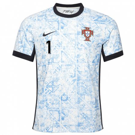 Kandiny Kinderen Portugal Rui Patricio #1 Crème Blauw Uitshirt Uittenue 24-26 T-Shirt