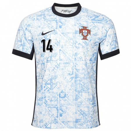 Kandiny Kinder Portugal Guilherme Gaspar #14 Cremeblau Auswärtstrikot Trikot 24-26 T-Shirt Österreich