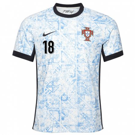 Kandiny Kinder Portugal Carolina Mendes #18 Cremeblau Auswärtstrikot Trikot 24-26 T-Shirt Österreich