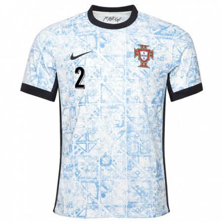 Kandiny Kinder Portugal Tiago Djalo #2 Cremeblau Auswärtstrikot Trikot 24-26 T-Shirt Österreich