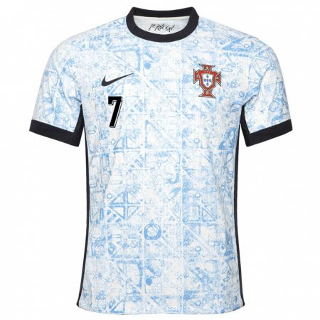 Kandiny Kinderen Portugal Fabio Carvalho #7 Crème Blauw Uitshirt Uittenue 24-26 T-Shirt België