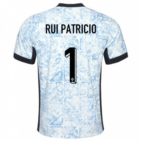 Kandiny Kinderen Portugal Rui Patricio #1 Crème Blauw Uitshirt Uittenue 24-26 T-Shirt