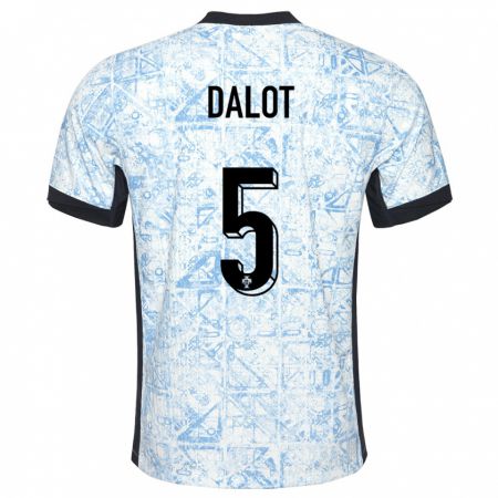 Kandiny Kinderen Portugal Diogo Dalot #5 Crème Blauw Uitshirt Uittenue 24-26 T-Shirt België