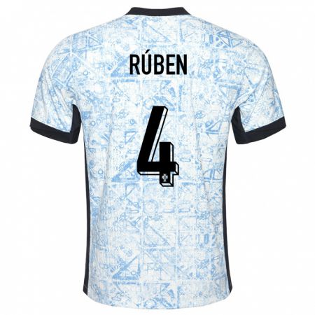 Kandiny Kinderen Portugal Ruben Dias #4 Crème Blauw Uitshirt Uittenue 24-26 T-Shirt België