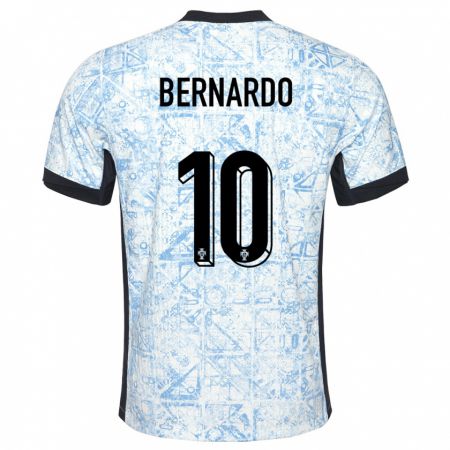 Kandiny Kinder Portugal Bernardo Silva #10 Cremeblau Auswärtstrikot Trikot 24-26 T-Shirt Österreich