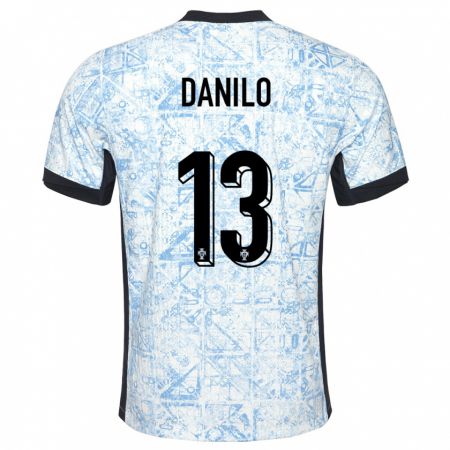 Kandiny Kinderen Portugal Danilo Pereira #13 Crème Blauw Uitshirt Uittenue 24-26 T-Shirt België