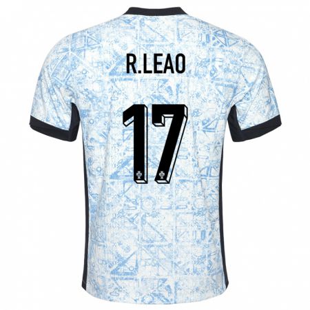 Kandiny Kinderen Portugal Rafael Leao #17 Crème Blauw Uitshirt Uittenue 24-26 T-Shirt