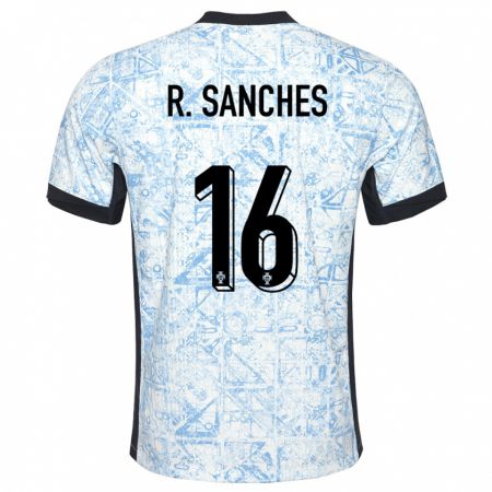 Kandiny Kinderen Portugal Renato Sanches #16 Crème Blauw Uitshirt Uittenue 24-26 T-Shirt België