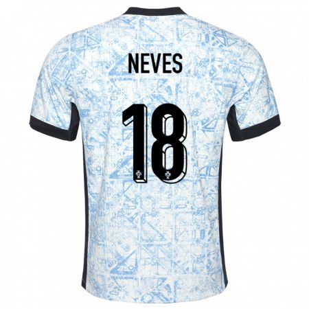 Kandiny Kinderen Portugal Ruben Neves #18 Crème Blauw Uitshirt Uittenue 24-26 T-Shirt België