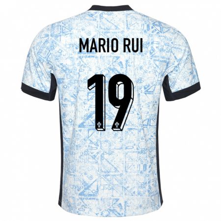 Kandiny Kinder Portugal Mario Rui #19 Cremeblau Auswärtstrikot Trikot 24-26 T-Shirt Österreich