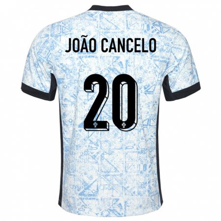 Kandiny Kinderen Portugal Joao Cancelo #20 Crème Blauw Uitshirt Uittenue 24-26 T-Shirt België