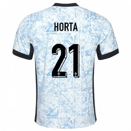 Kandiny Kinder Portugal Ricardo Horta #21 Cremeblau Auswärtstrikot Trikot 24-26 T-Shirt Österreich