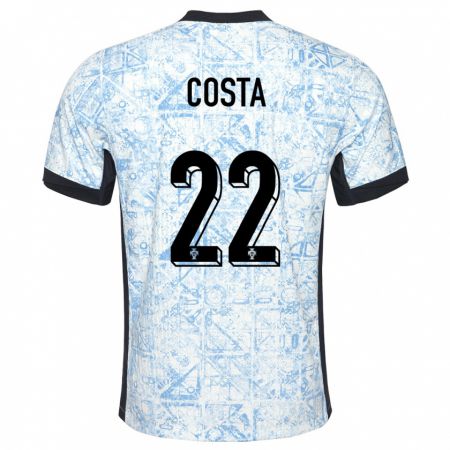 Kandiny Kinderen Portugal Diogo Costa #22 Crème Blauw Uitshirt Uittenue 24-26 T-Shirt