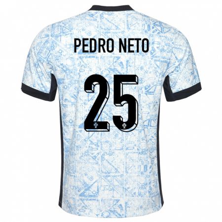 Kandiny Kinder Portugal Pedro Neto #25 Cremeblau Auswärtstrikot Trikot 24-26 T-Shirt Österreich