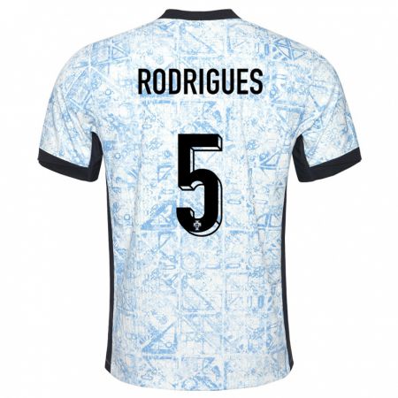 Kandiny Kinder Portugal Rafael Rodrigues #5 Cremeblau Auswärtstrikot Trikot 24-26 T-Shirt Österreich